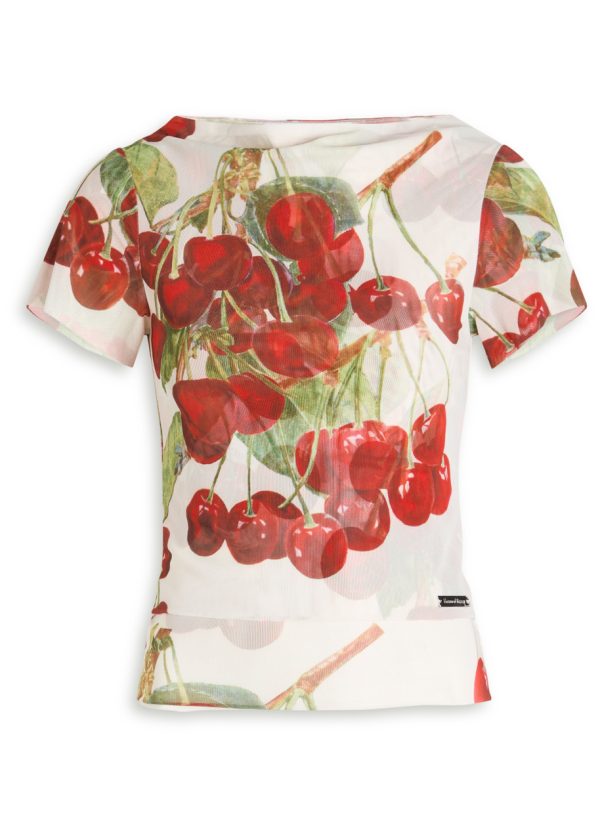 House OF Sunny The Cherry Printed Stretch-mesh top - White - 12 (UK12 / M)