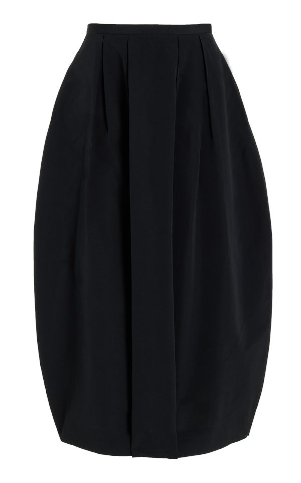 House of Dagmar - Curved Pleated Crepe Maxi Skirt - Black - FR 32 - Moda Operandi