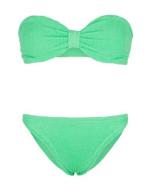 Hunza G Jean Seersucker Bandeau Bikini - Lime - One Size