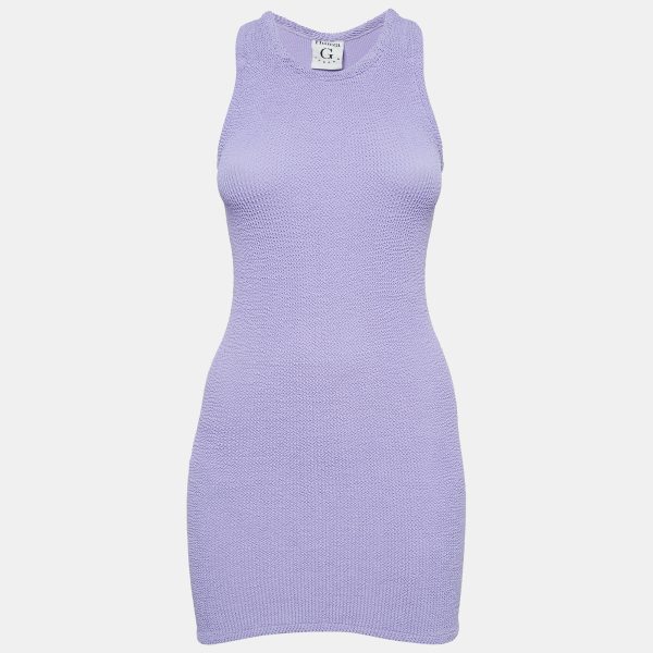 Hunza G Purple Patterned Knit Mini Dress XS