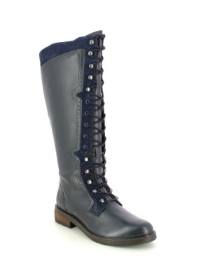 Hush Puppies Rudy Boot Lace Navy leather Womens knee-high boots 29203-66508 in a Plain Leather in Size 7