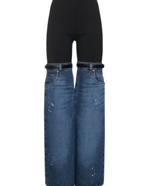 Hybrid Jersey & Denim Flared Pants