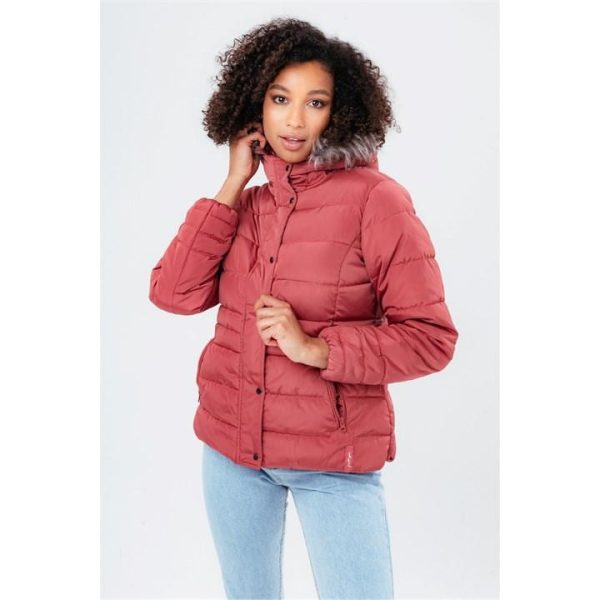 Hype Short Coat With Fur Trim Womens - Pink