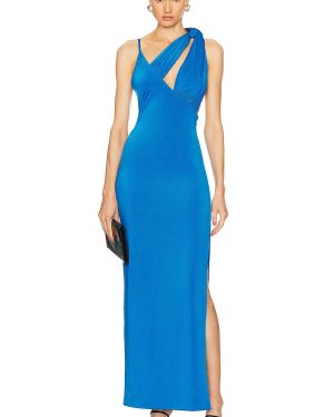 ILA Maria One Shoulder Triple Collar Maxi Dress in Blue - Blue. Size 36 (also in 40).
