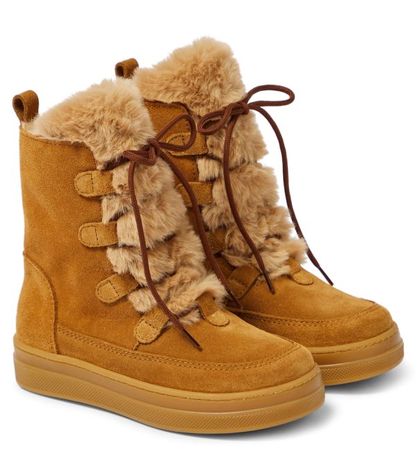 Il Gufo Faux fur-trimmed suede ankle boots