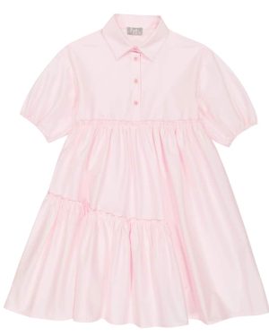 Il Gufo Tiered cotton-sateen shirt dress