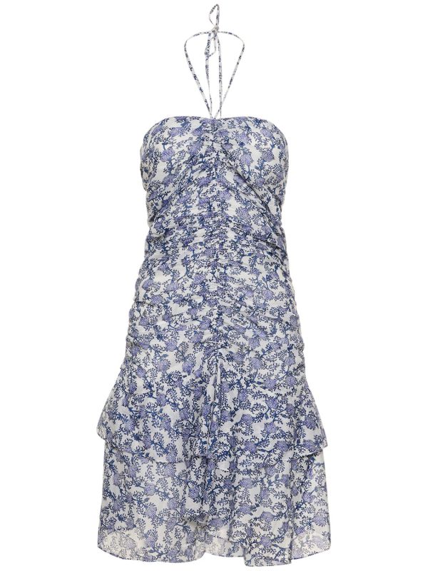Ilanka Floral Cotton Mini Halter Dress