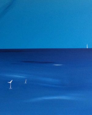 Impressionistic Landscape Acrylic Painting By Black Beret, 77 X 51Cm, "Deep Blue"