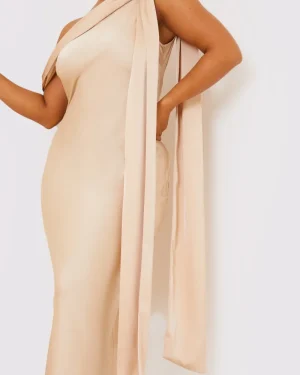 In The Style Asymmetric Draped Neckline Maxi Dress - 16