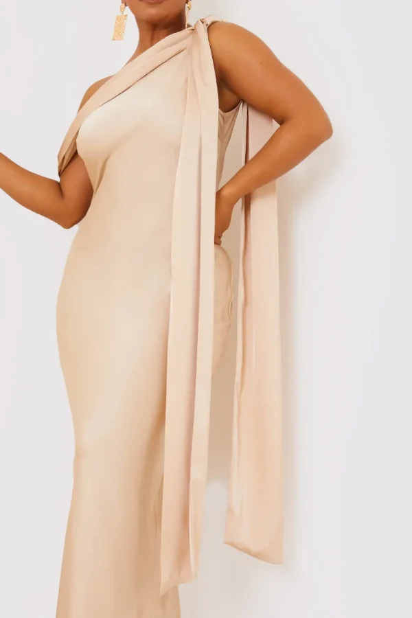 In The Style Asymmetric Draped Neckline Maxi Dress - 16