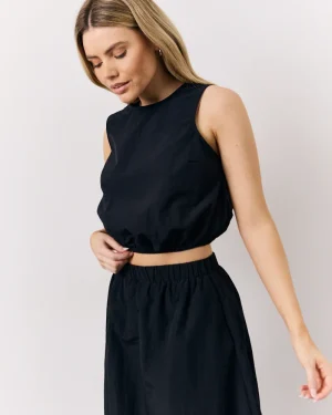 In The Style Balloon Co-Ord Crop Top in Black - 8