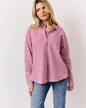 In The Style Stripe Shirt in Red - 8
