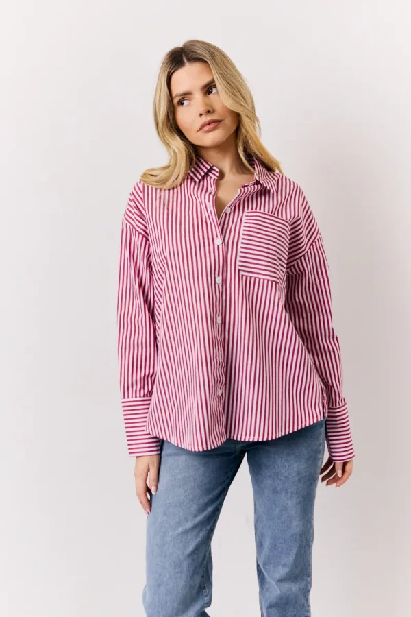 In The Style Stripe Shirt in Red - 8