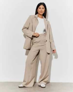 In The Style Tailored High Waist Trousers in Taupe - 8