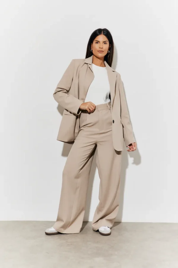 In The Style Tailored High Waist Trousers in Taupe - 8