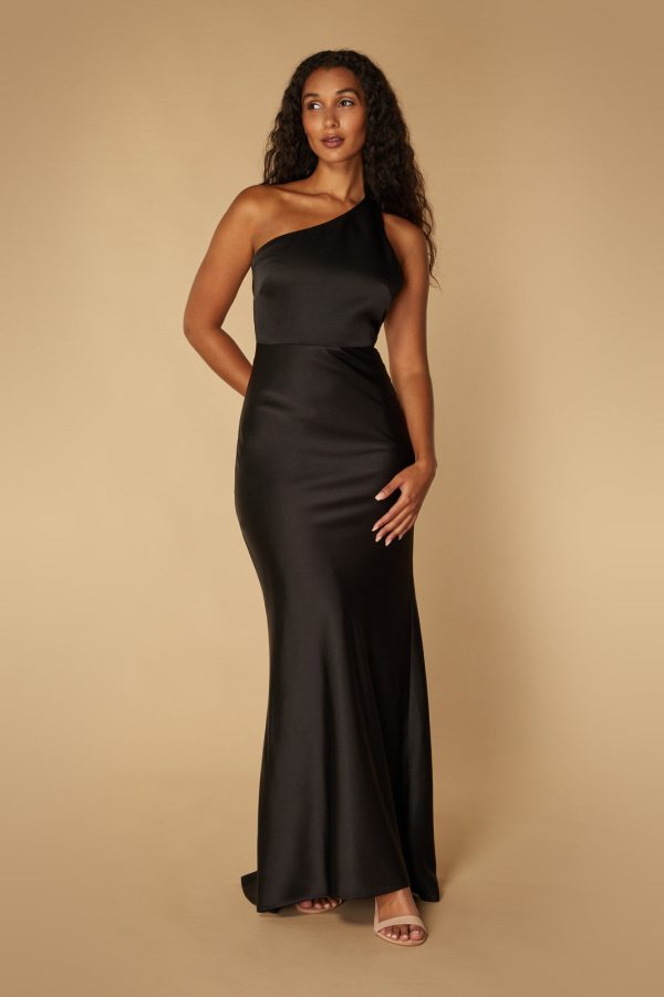 India One Shoulder Maxi Dress with Asymmetric Open Back, UK 18 / US 14 / EU 46 / Black