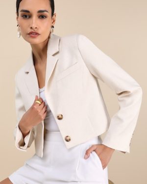 Ionela Cream Cropped Blazer