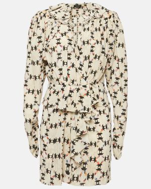 Isabel Marant Beige Printed Silk Blouse and Skirt Set S