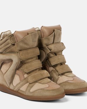 Isabel Marant Bekett leather and suede wedge sneakers