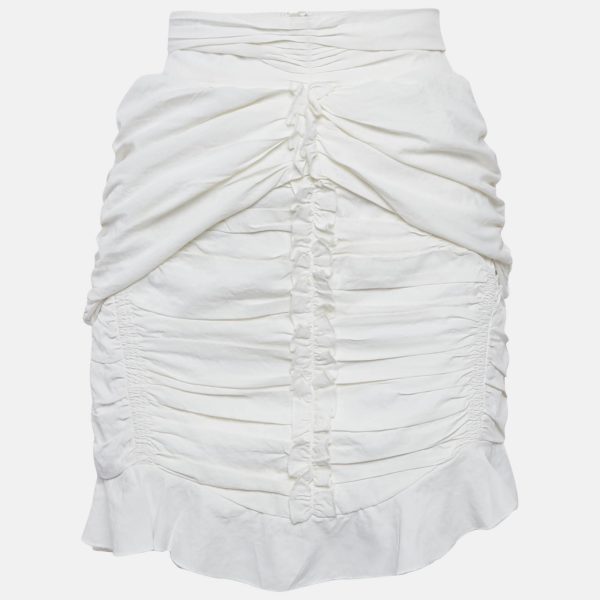Isabel Marant Cotton White Ruffled Mini Skirt S