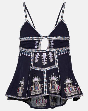 Isabel Marant Embroidered cotton-blend camisole top
