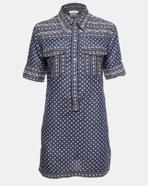 Isabel Marant Etoile Navy blue Floral Printed Cotton Tunic Top M
