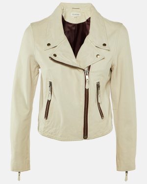Isabel Marant Etoile White Leather Zip-Up Jacket XS