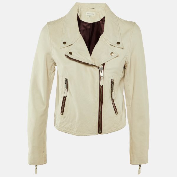 Isabel Marant Etoile White Leather Zip-Up Jacket XS
