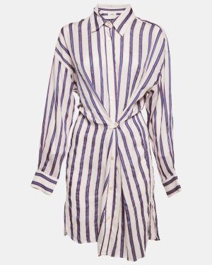 Isabel Marant Etoile White/Blue Stripe Cotton Blend Seenli Shirt Dress M