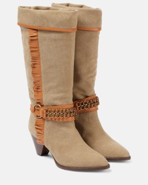 Isabel Marant Levon canvas cowboy boots