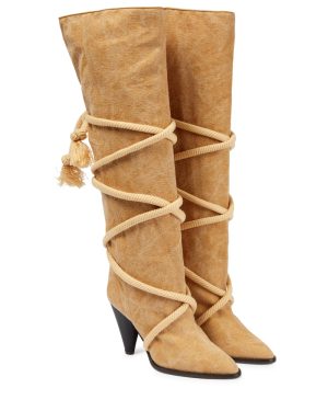 Isabel Marant Lophie canvas knee-high boots