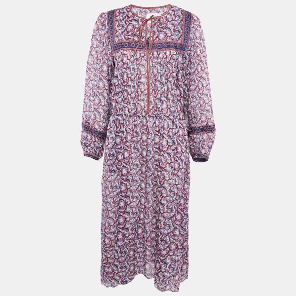 Isabel Marant Multicolor Floral Print Cotton Asymmetric Greila Dress S