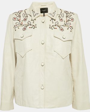 Isabel Marant Off White Studded Leather Button Front Jacket L