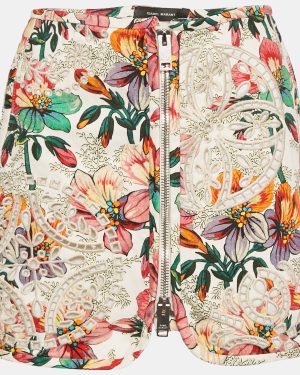 Isabel Marant White Floral Print Broderie Anglaise Mini Skirt M