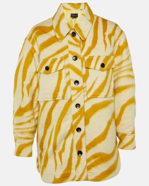 Isabel Marant Yellow & Cream Printed Wool Short Coat M