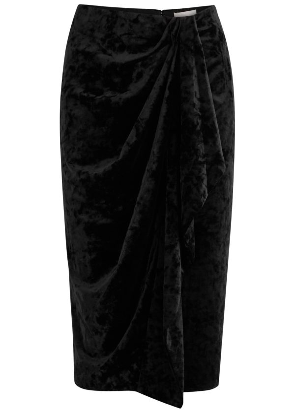Isabel Marant toile Alyssa Draped Velvet Midi Skirt - Black - 40 (UK12 / M)