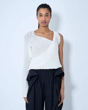 Issey Miyake Stream Knit Top - Woman Tops White 2