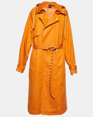 Ivy Park x Adidas Orange Gabardine Hooded Trench Coat L