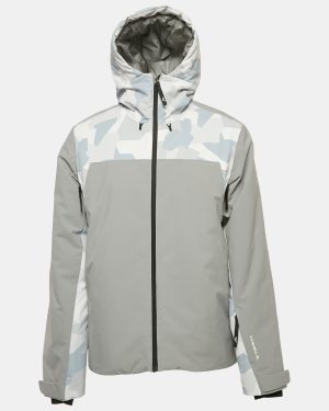 J. Mendel Grey Synthetic Zip-Up Hooded Base Champ Ski Jacket M