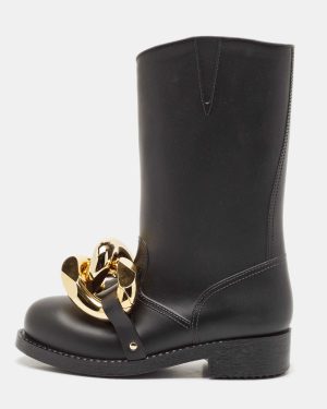 J.W.Anderson Black Rubber Chain Rain Boots Size 38