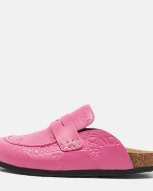 J.W.Anderson Pink Embossed Leather Flat Mules Size 37