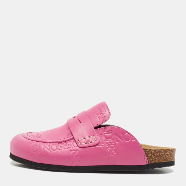 J.W.Anderson Pink Embossed Leather Flat Mules Size 37