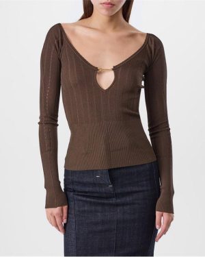 JACQUEMUS Pralu Ribbed-Knit Top - Brown