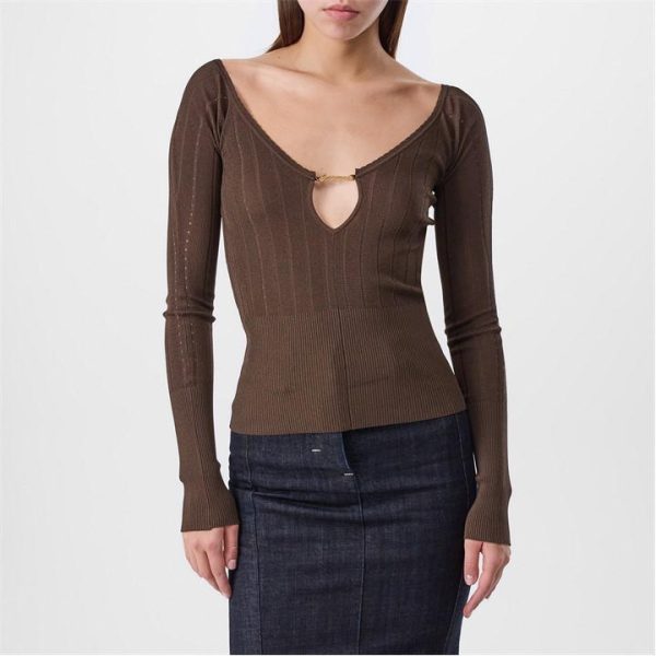 JACQUEMUS Pralu Ribbed-Knit Top - Brown