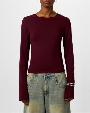 JADED LONDON Wine Wings Mesh Top - Red