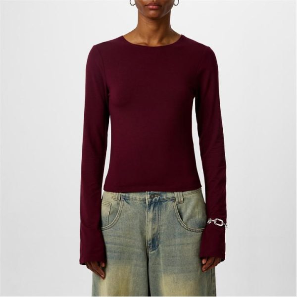 JADED LONDON Wine Wings Mesh Top - Red