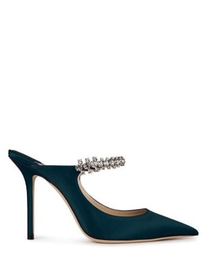 JIMMY CHOO Bing Crystal Heeled Mules - Green