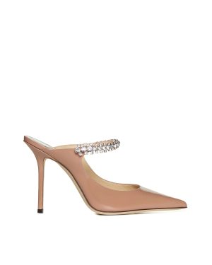 JIMMY CHOO | Pastel pink patent leather mules with crystal strap | Women | 36