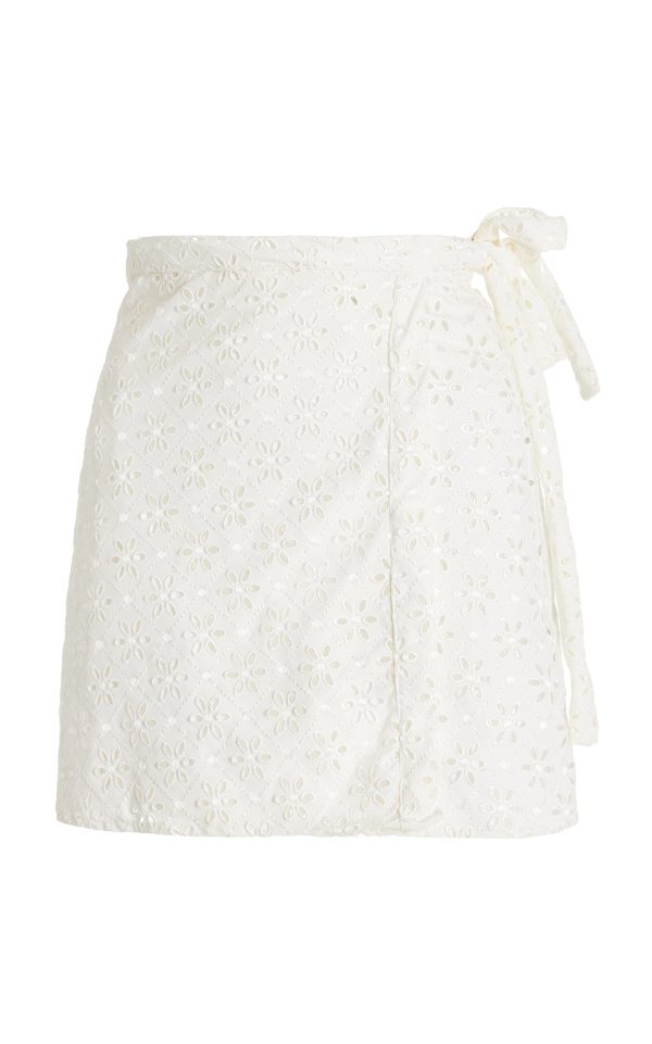 JUILLET SWIMWEAR - Broderie Anglaise Wrap Skirt - White - L - Moda Operandi