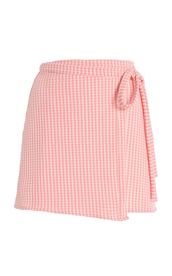 JUILLET SWIMWEAR - Gingham Wrap Skirt - Pink - XS - Moda Operandi